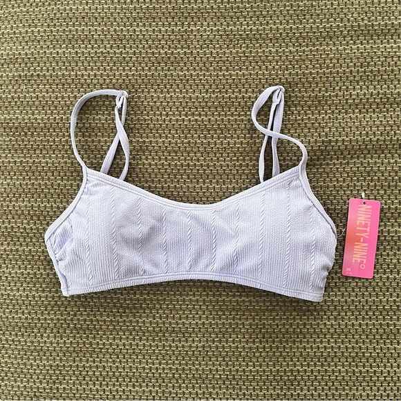 Ninety Nine Juniors M Bralette Swim Top Lavender Crinkle Adjustable Straps - Picture 2 of 4